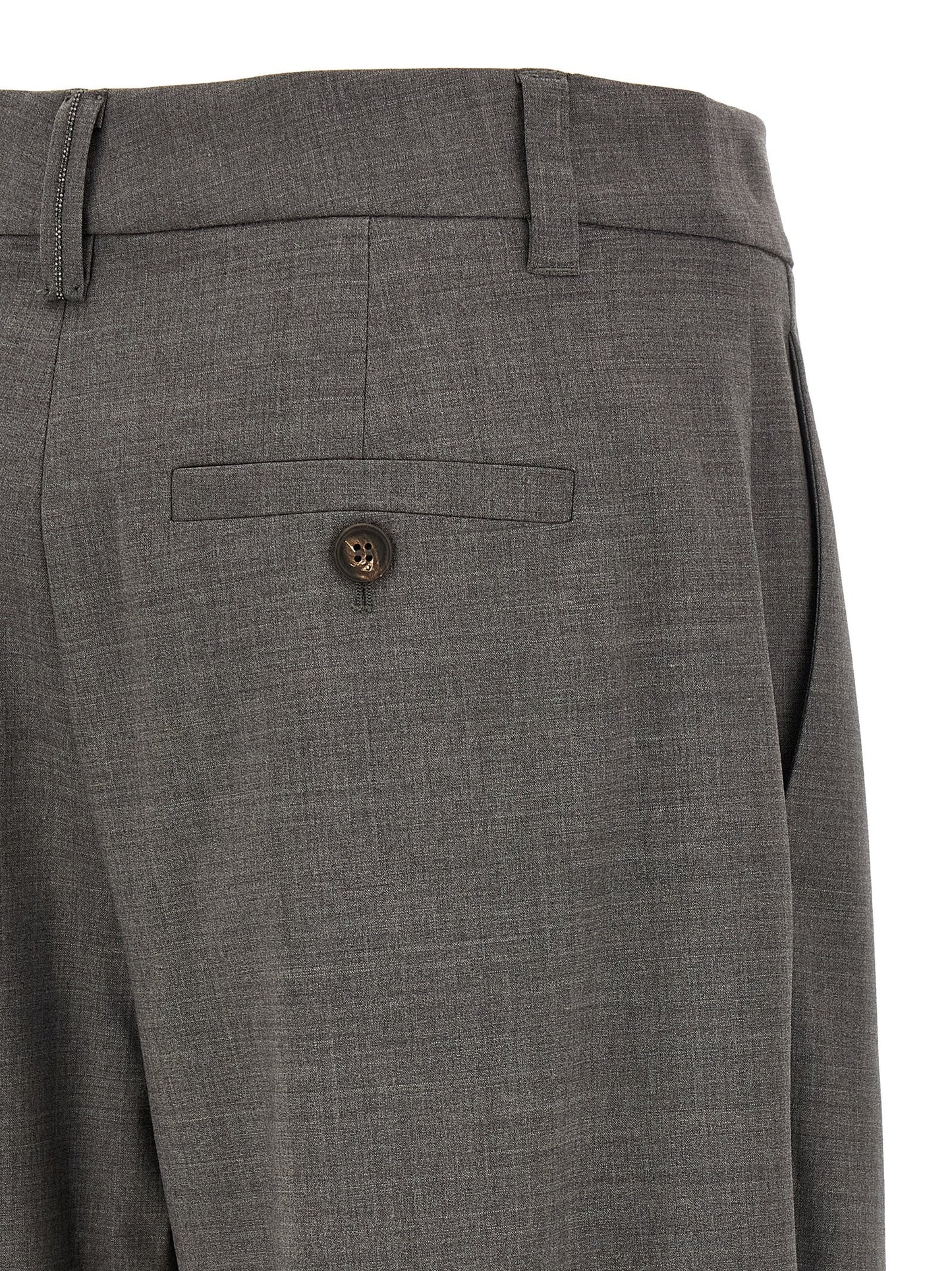 Gray Virgin Wool Cropped Pants