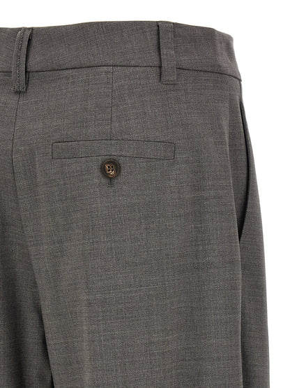 Gray Virgin Wool Cropped Pants