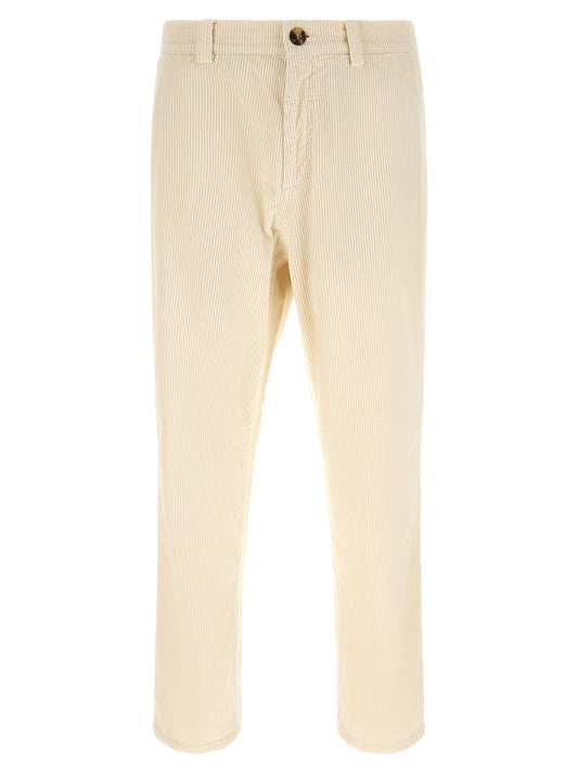 Beige Cotton Casual Pants