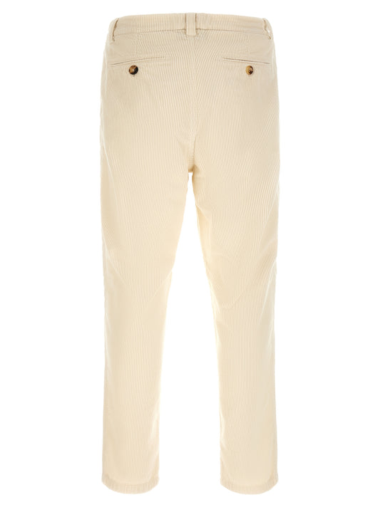 Beige Cotton Casual Pants