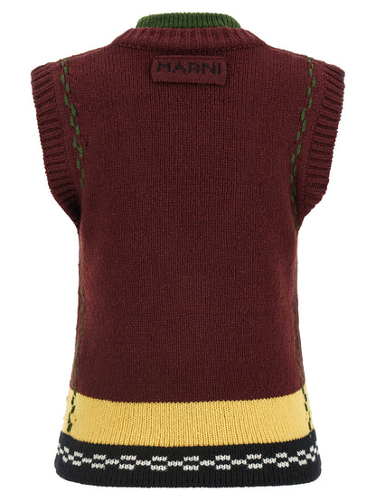 Bordeaux Wool Sleeveless Jacket