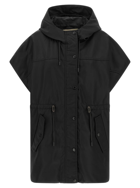 Black Polyamide Sleeveless Jacket