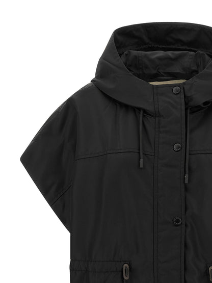 Black Polyamide Sleeveless Jacket