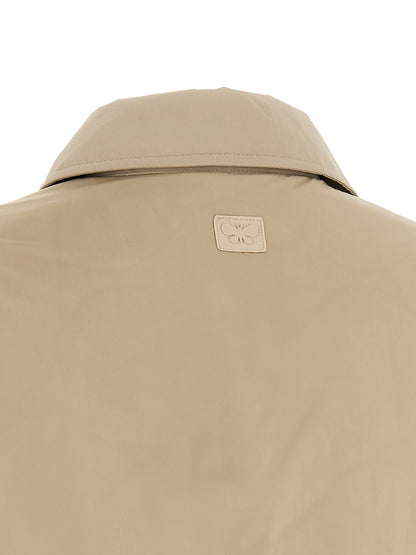Beige Polyester Full-Length Jacket