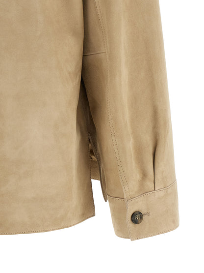Beige Lamb Leather Leather Jacket