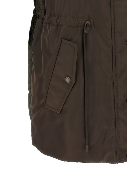 Brown Polyamide Sleeveless Jacket