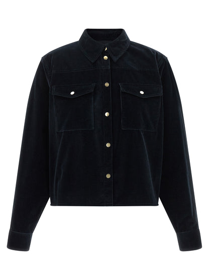 Blue Cotton Full-Length Jacket