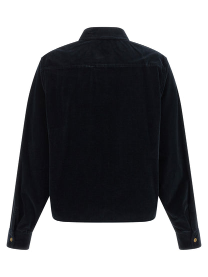 Blue Cotton Full-Length Jacket