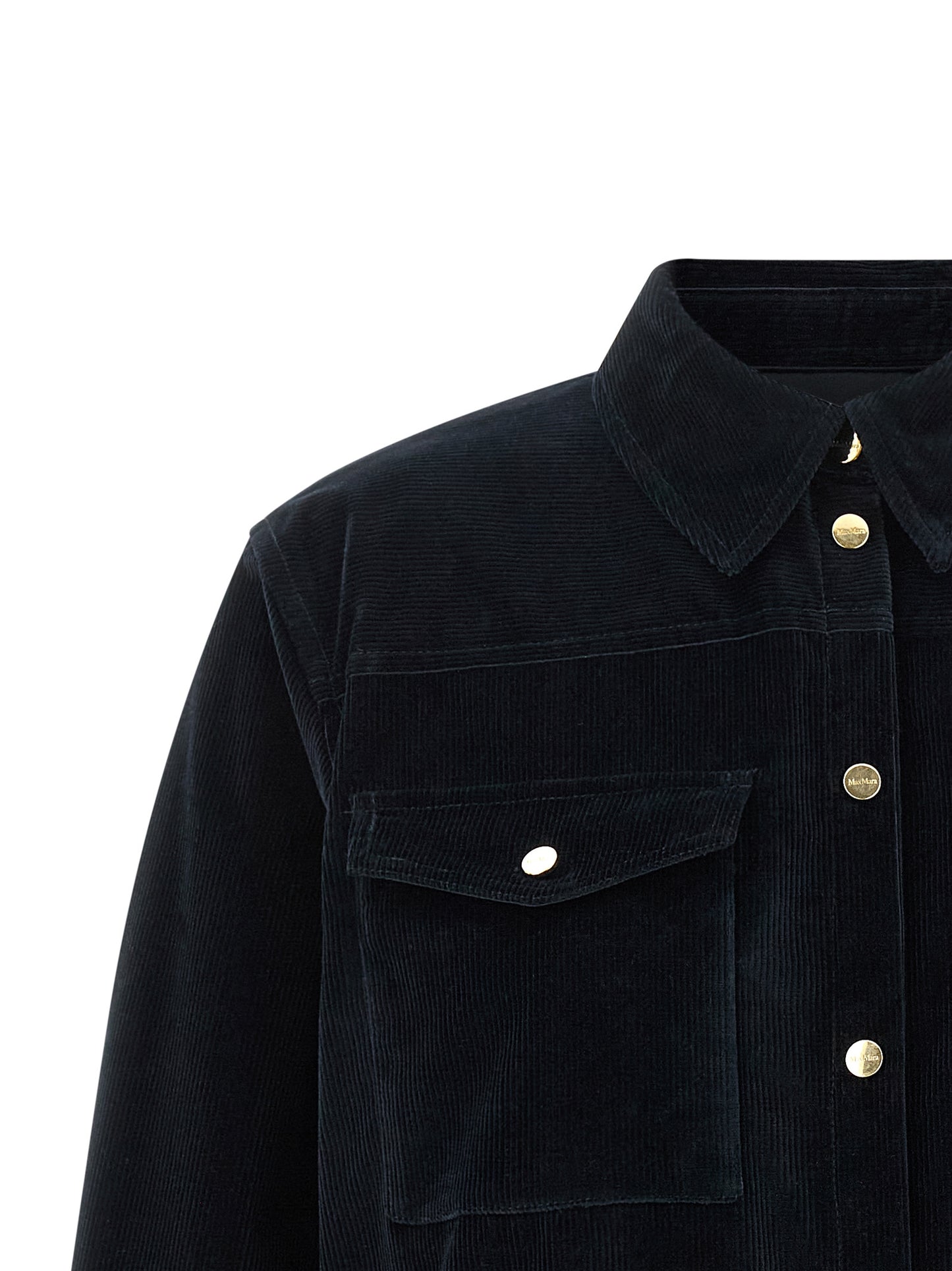 Blue Cotton Full-Length Jacket