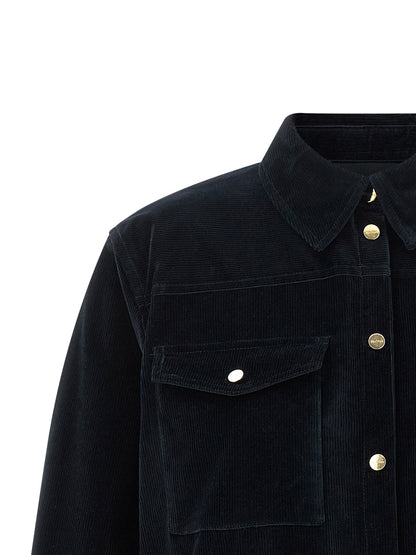 Blue Cotton Full-Length Jacket