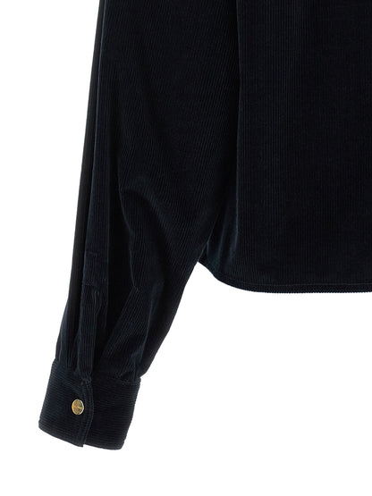 Blue Cotton Full-Length Jacket