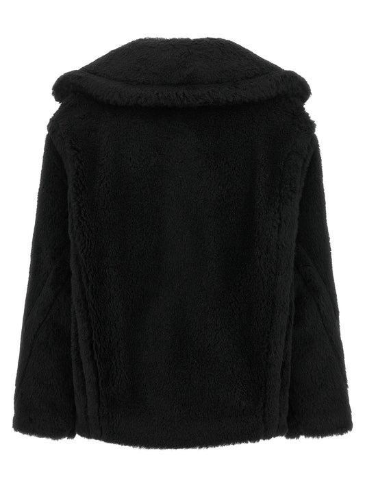 Black Alpaca Leather Coat