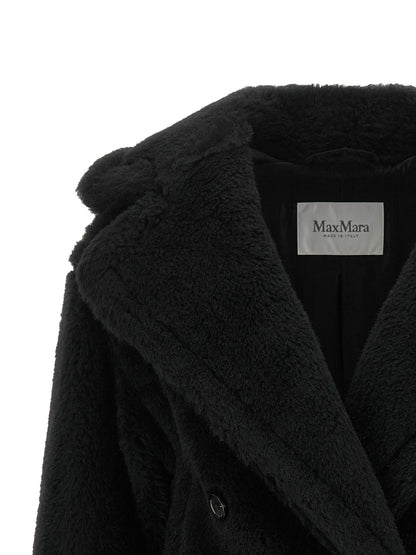Black Alpaca Leather Coat