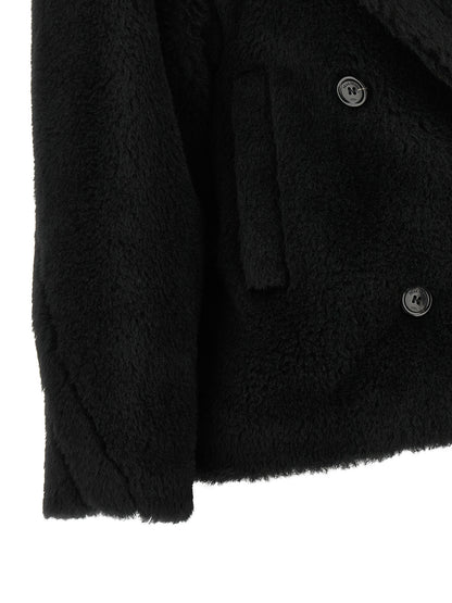 Black Alpaca Leather Coat