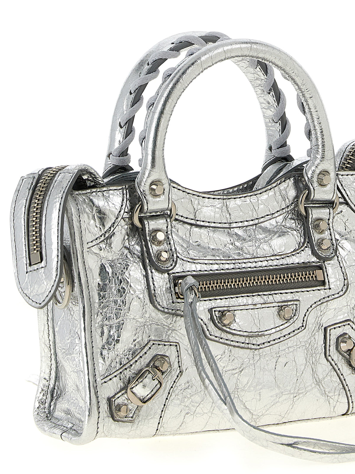Silver Lamb Leather Crossbody Bag