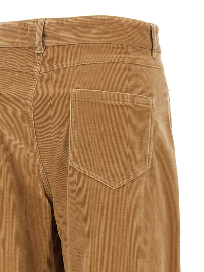 Beige Cotton Casual Pants