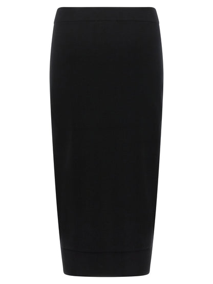 Black Viscose Midi Skirt