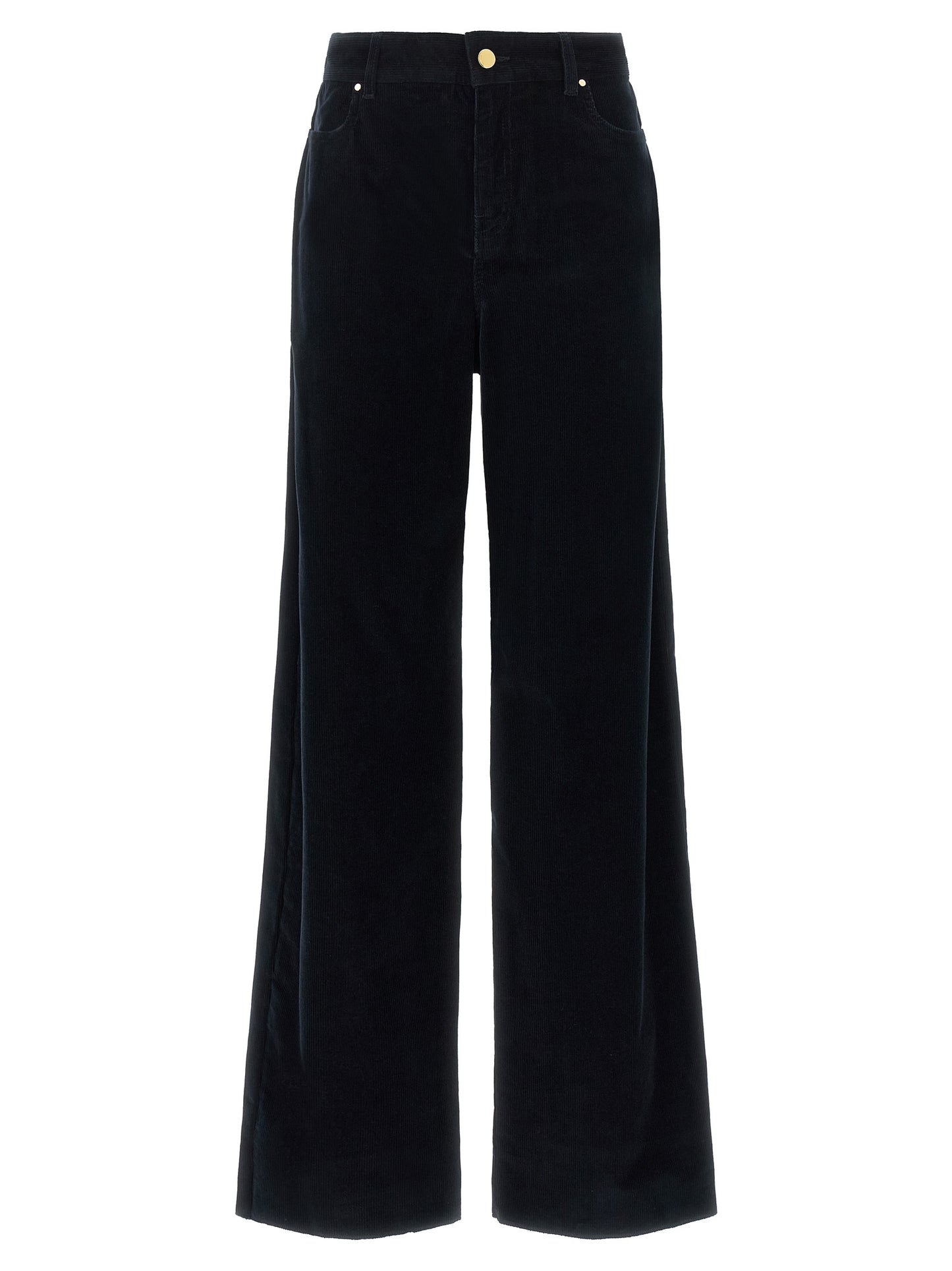 Blue Cotton Casual Pants