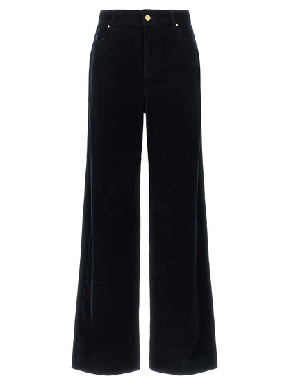 Blue Cotton Casual Pants