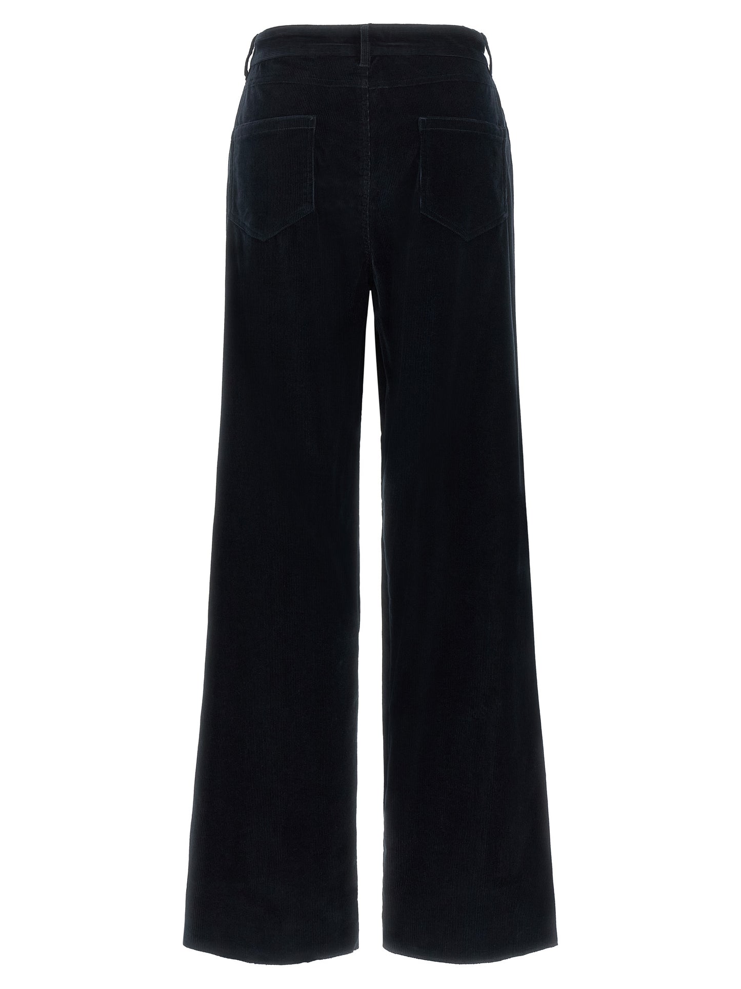 Blue Cotton Casual Pants
