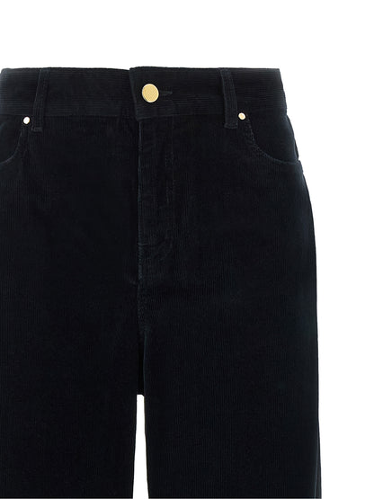 Blue Cotton Casual Pants