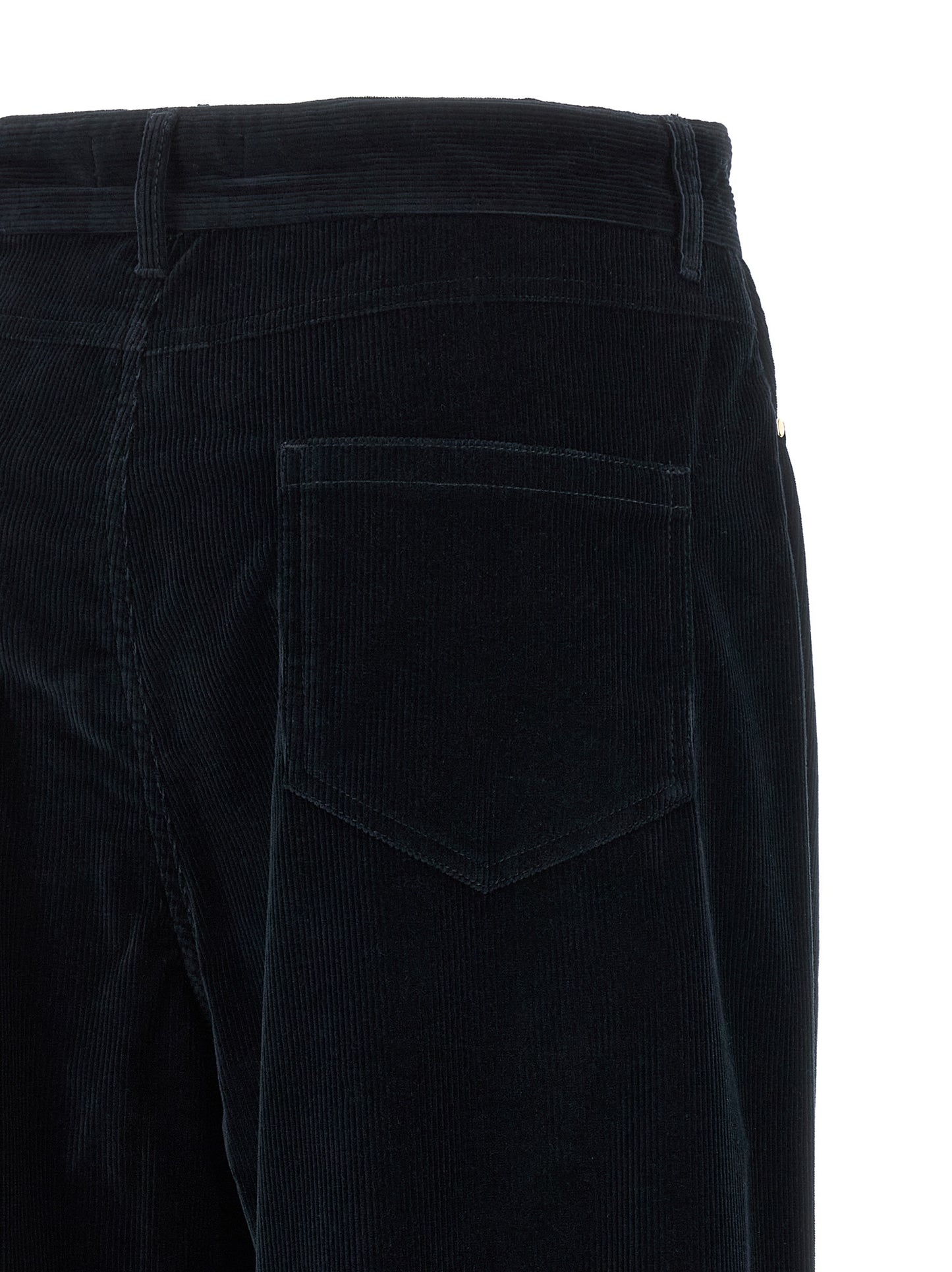 Blue Cotton Casual Pants