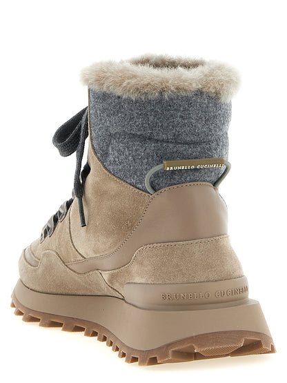 Beige Calfskin Ankle Boots