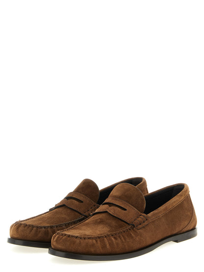 Brown Calfskin Slip-On Loafers