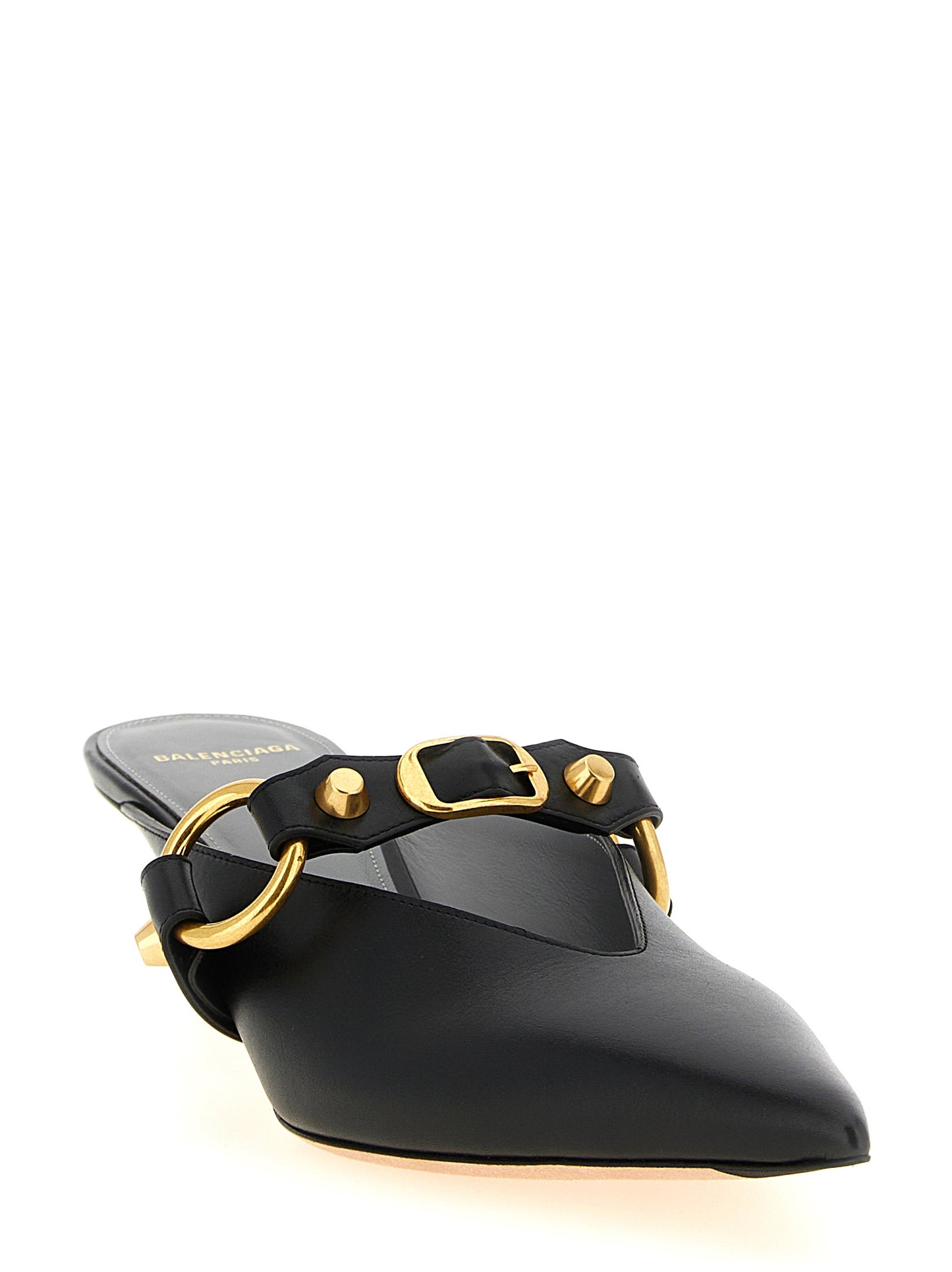 Black Calfskin Mid Heel Pumps