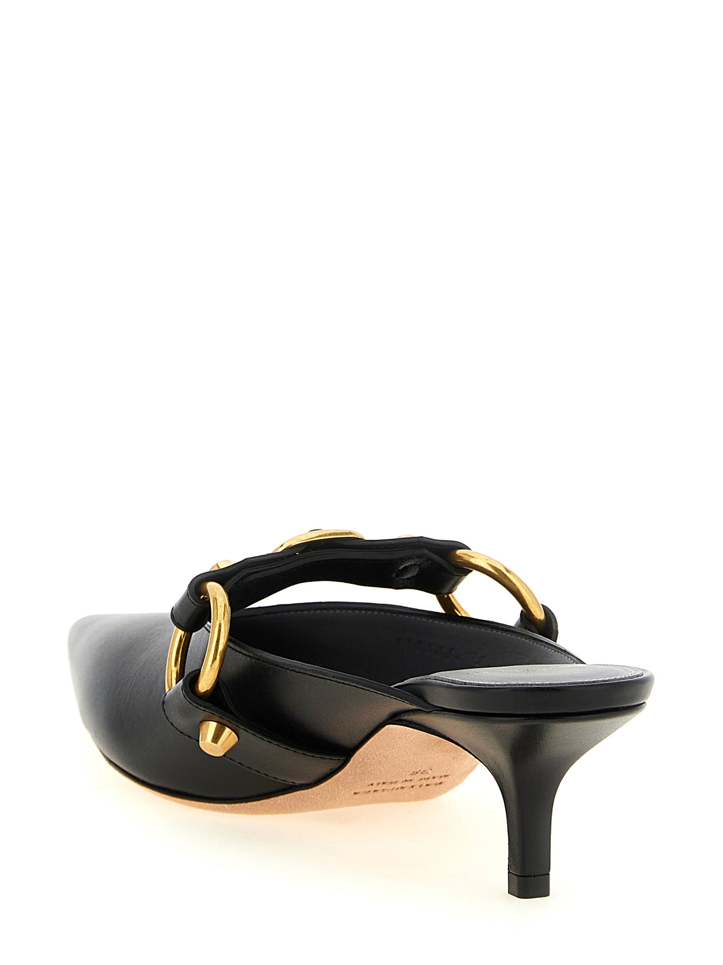 Black Calfskin Mid Heel Pumps