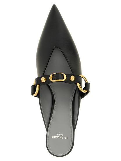 Black Calfskin Mid Heel Pumps