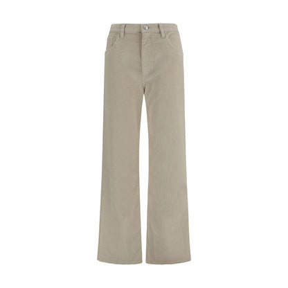 Beige Cotton Flared Pants