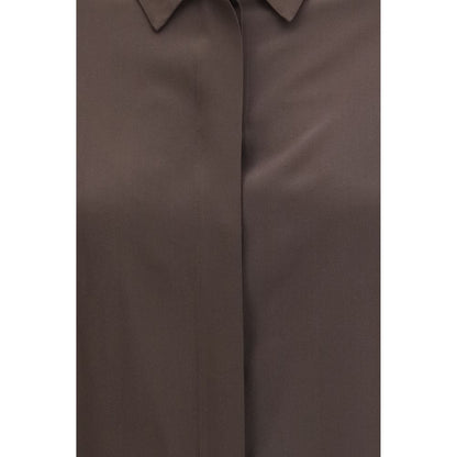 Brown Silk Dress Shirt