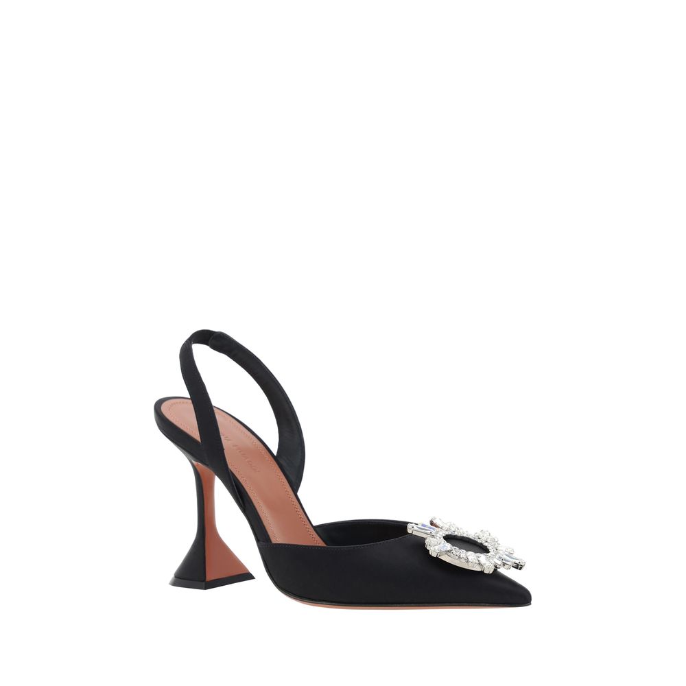 Black Satin High Heel Pumps