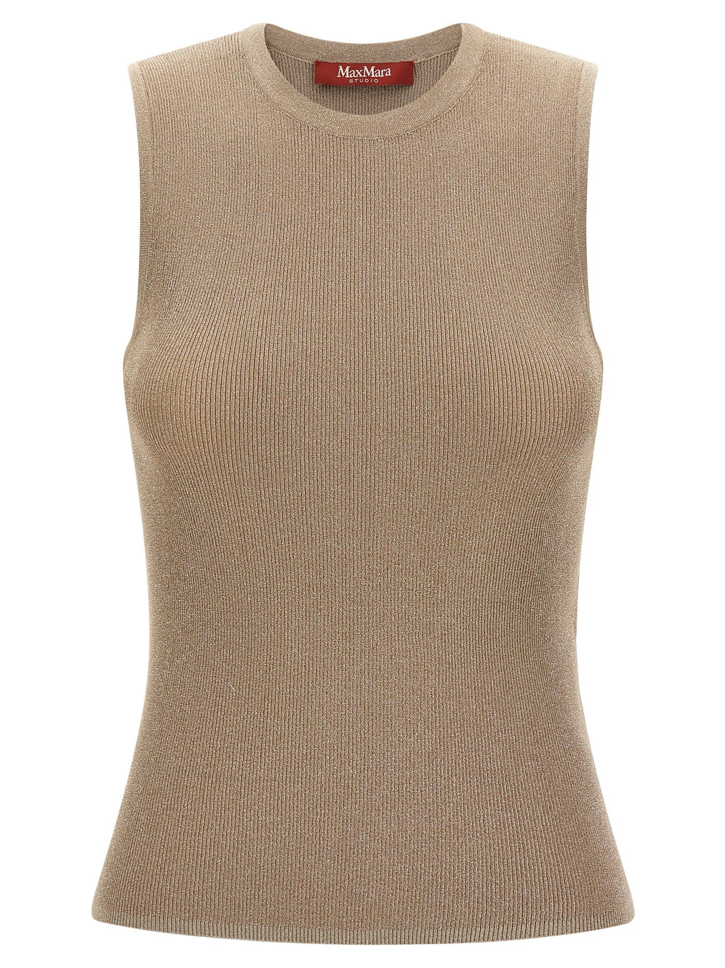 Beige Polyamide Sleeveles T-Shirt