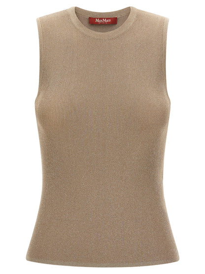 Beige Polyamide Sleeveles T-Shirt