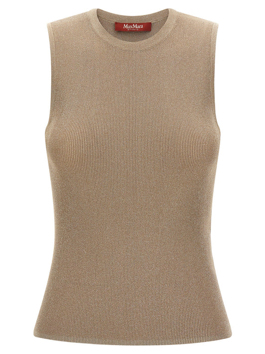 Beige Polyamide Sleeveles T-Shirt