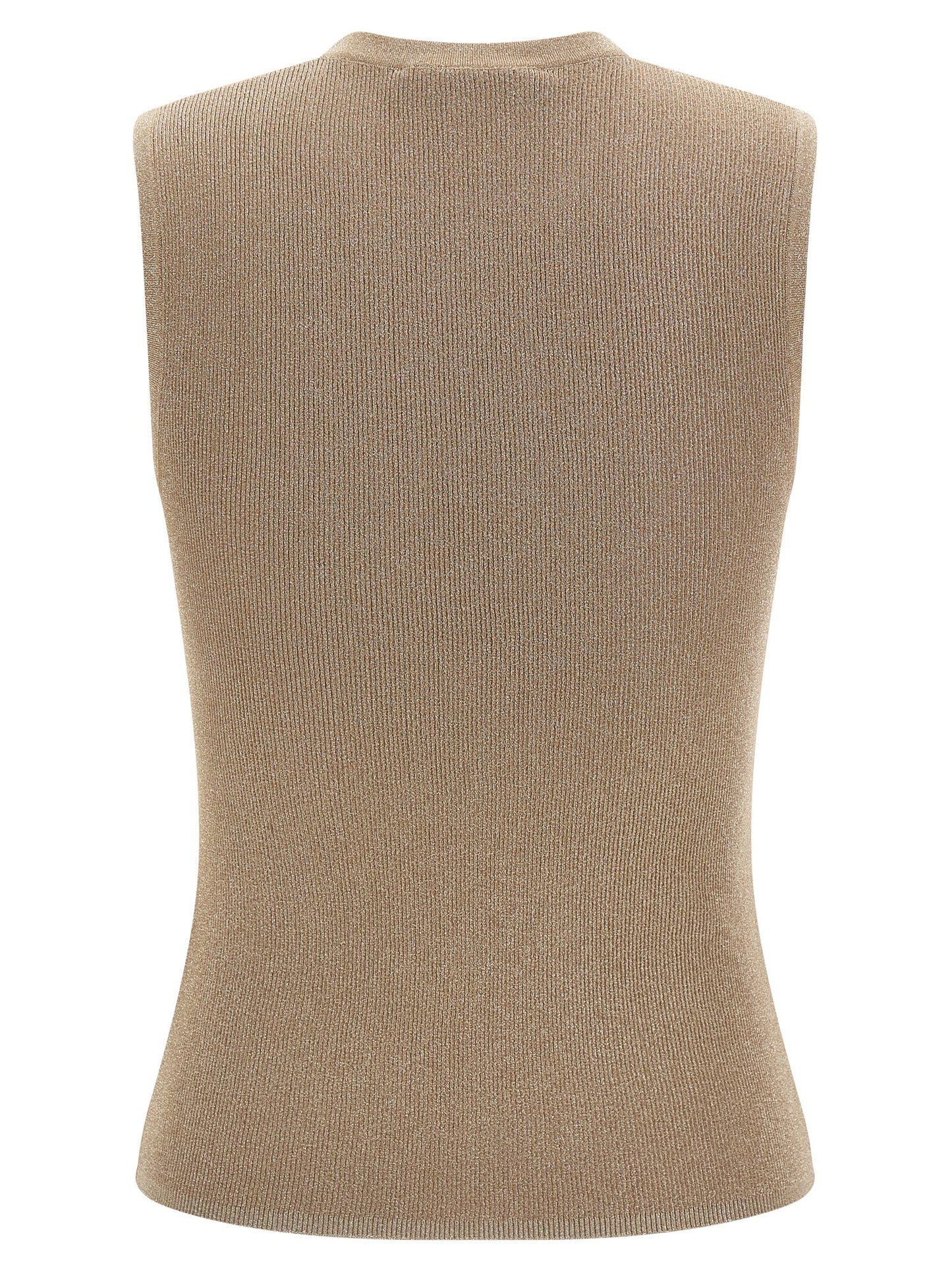 Beige Polyamide Sleeveles T-Shirt