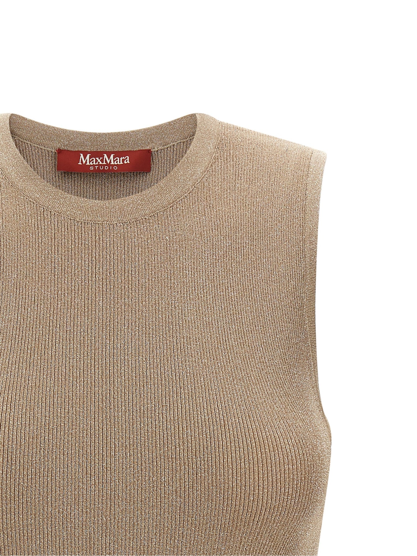 Beige Polyamide Sleeveles T-Shirt