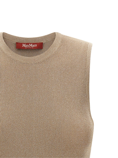 Beige Polyamide Sleeveles T-Shirt