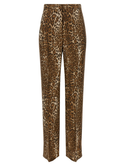 Brown Silk Casual Pants