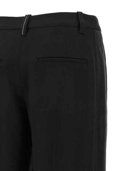 Black Virgin Wool Casual Pants