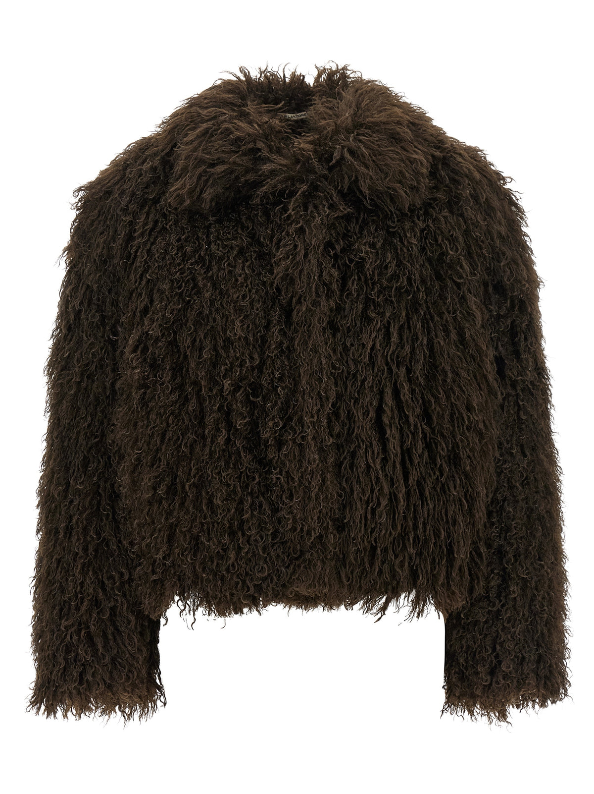 Brown Polyester Full-Length Jacket