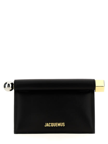 Black Lamb Leather Clutch Bag
