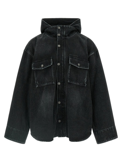 Black Cotton Denim Jacket