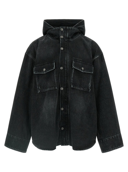 Black Cotton Denim Jacket