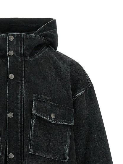 Black Cotton Denim Jacket