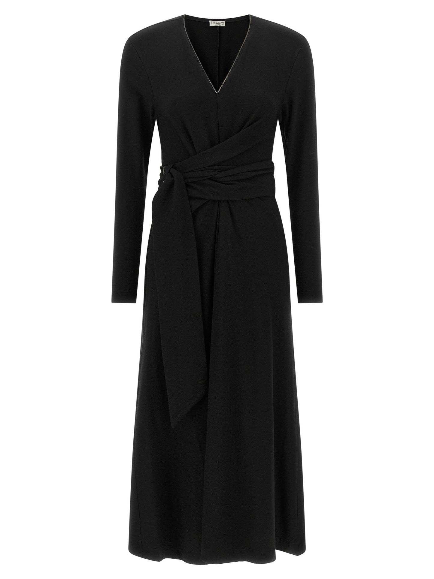 Black Virgin Wool Midi Dress