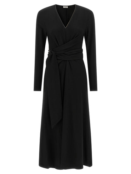Black Virgin Wool Midi Dress