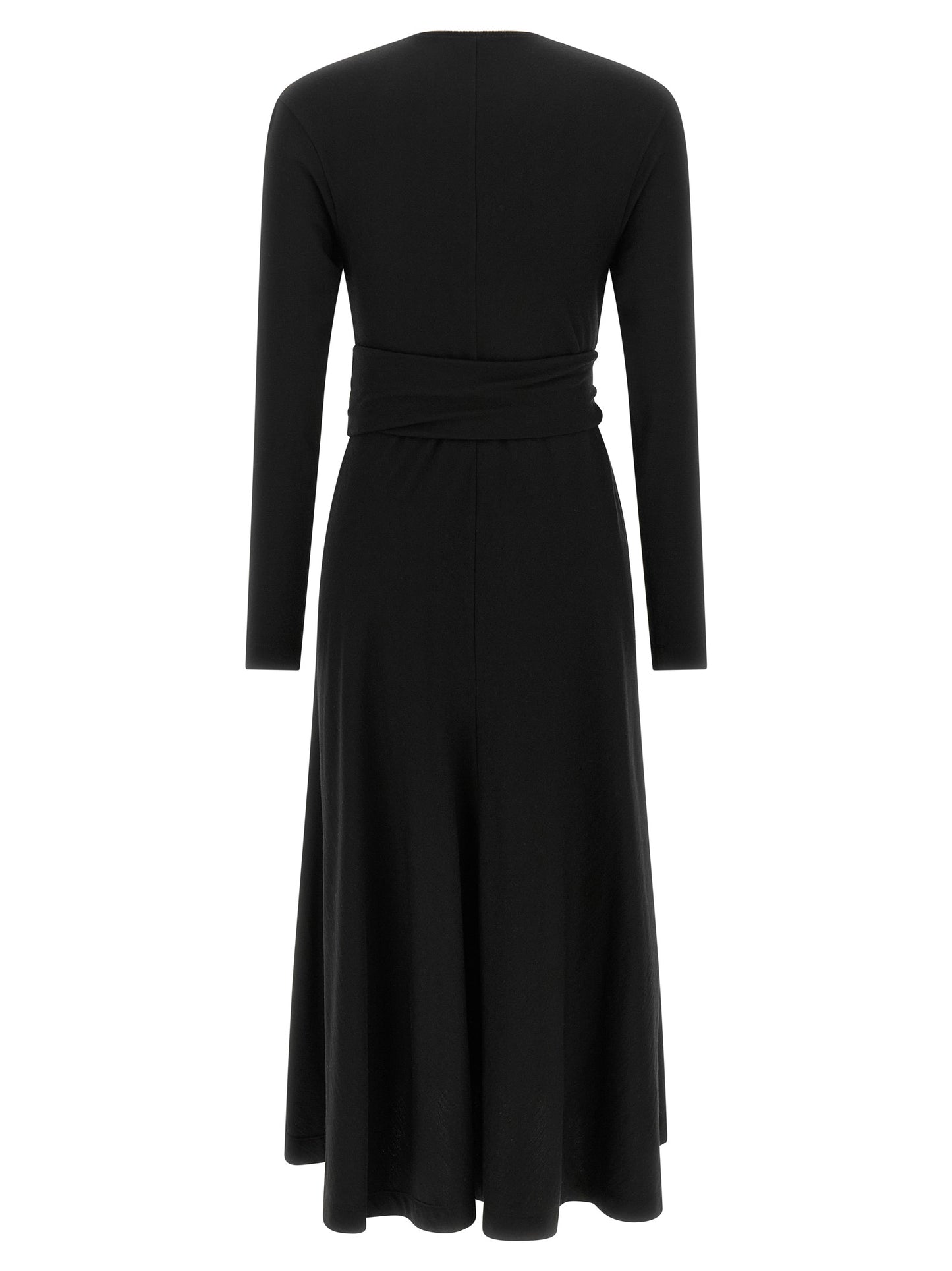 Black Virgin Wool Midi Dress